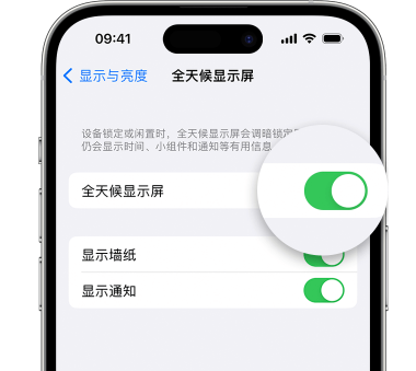 泰州苹果15预约维修分享iPhone15如何设置全天候显示屏幕可见 