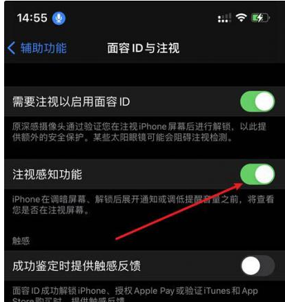 泰州苹果14维修网点分享iPhone14注视感知功能有什么用 